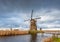 Rustic landscape with traditional dutch windmills