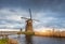 Rustic landscape with traditional dutch windmills