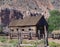 Rustic log cabin at the Grafton ghost town in Utah