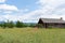 Rustic log cabin with sweeping mountain views