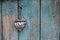 Rustic Love sign on an old blue weathered door