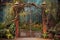 rustic metal gate with hanging vines