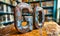 Rustic metallic GO letters standing boldly on a wooden desk with a blurred library background, symbolizing motivation, action