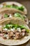 Rustic mexican american pork carnitas taco