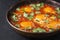 Rustic middle eastern shakshuka breakfast