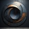 Rustic Minimalism: Dark Bronze And Azure Circular Installation Art