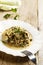 Rustic mushroom ragout with cream and herbs