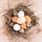 Rustic nest full of eggs