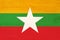 A rustic old Myanmar flag on weathered wood