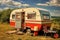 Rustic Old retro caravan. Generate Ai