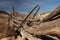 Rustic old wooden fence posts