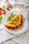 Rustic omelet with tomato