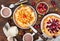 Rustic open pies with apricots and raspberry french galettes