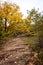 Rustic path on a stony mountain at the autumn season