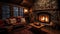 Rustic pension featuring a warm fireplace for a cozy retreat in the woods