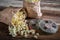 Rustic popcorn and reel tapes