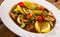 Rustic pottage with mushrooms and vegetables