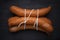 Rustic raw uncooked spanish chorizo sausage