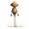 Rustic Realism: Charming Scarecrow Cartoon Character For Farm-themed Designs