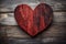 Rustic Red Heart on Weathered Wood: Symbol of Timeless Love - Generative AI
