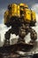 Rustic Remnants: The Urban Guardian - A Massive Yellow Robot on