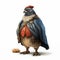 Rustic Renaissance Realism: Playful Bird In Blue Coat Illustration