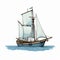 Rustic Renaissance Sailing Ship Illustration In Clip Art Style