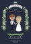 Rustic romantic cartoon couple wedding card