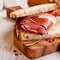 Rustic sandwich with farmhouse bacon