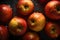 rustic scene of red ripe apples arranged on a wooden background