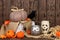 Rustic shabby chic Halloween decor scene