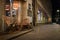 Rustic Sidewalk Cafe with Wooden Tables