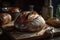 A Rustic Sourdough Bread on a Wooden Base