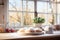 Rustic sourdough loaf on wooden board in sunlit kitchen, highlighting homemade bread