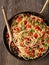 Rustic spicy italian crab and cherry tomato spaghetti pasta