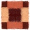 Rustic square rug with grunge striped rough elements in brown, orange colors isolated on white