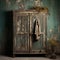 Rustic Still Life: Old Wardrobe In A Gray Room