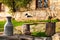 Rustic stone house with old metal pitcher, Leshten, Bulgaria