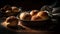 Rustic table displays homemade vegetarian dessert bowl generated by AI