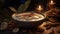 A rustic table with homemade oatmeal, fruit, and almond granola generated by AI