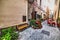 Rustic tables in Castelsardo old town