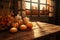 Rustic Thanksgiving background with a wooden