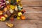 Rustic Thanksgiving greeting golden and yellow oak leaves
