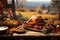 Rustic Thanksgiving outdoor picnic with a