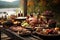 Rustic Thanksgiving outdoor picnic with a