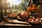 Rustic Thanksgiving outdoor picnic with a