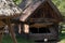 Rustic thatched wooden hut or cabin