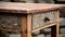 Rustic Tweed End Table With Natural Grain And Vintage Charm
