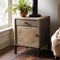 Rustic Tweed Nightstand With Distinctive Textures Vintage-inspired Accent Furniture