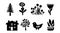 Rustic vector elements for cottage core motif set. House, bird, plantlife and botanicals isolated clip art.